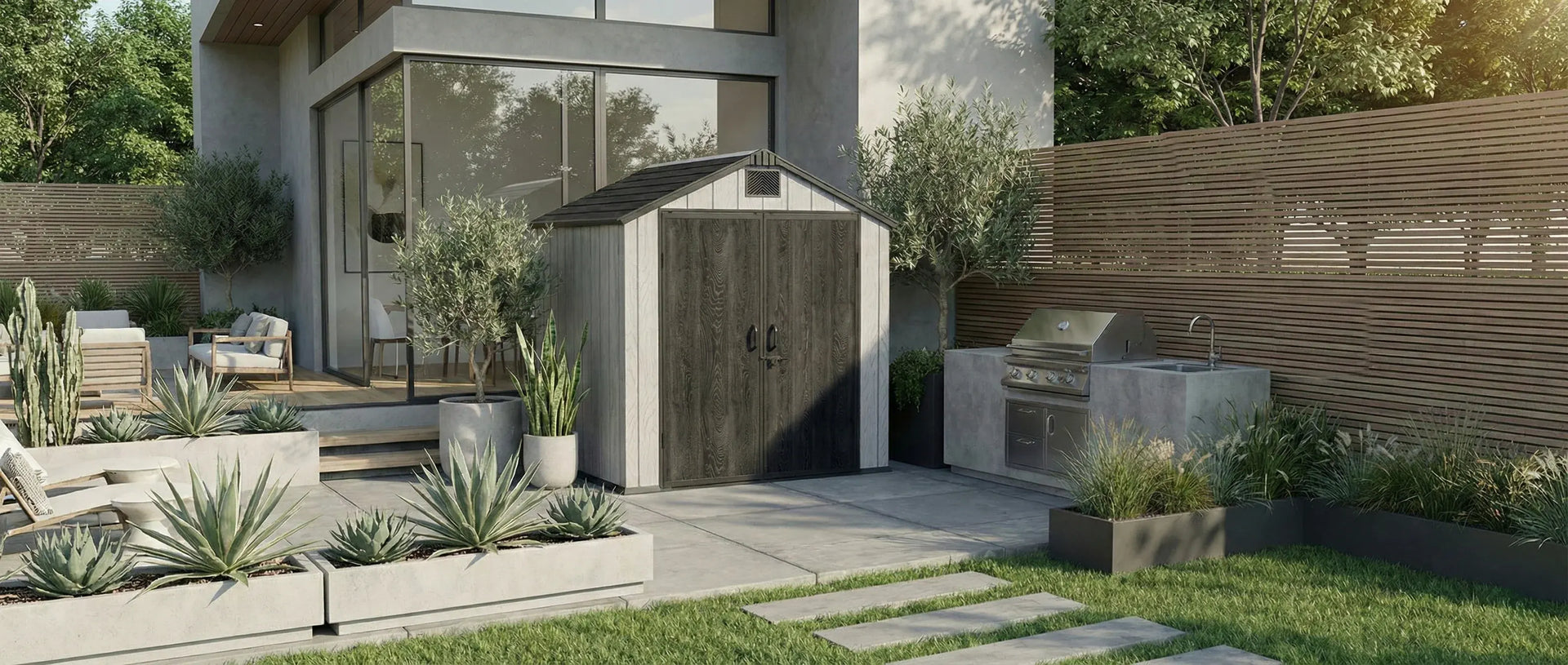 מחסן עמוק לחצר דגם GA68 - שטח אחסון גדול לאופניים וציוד גינון